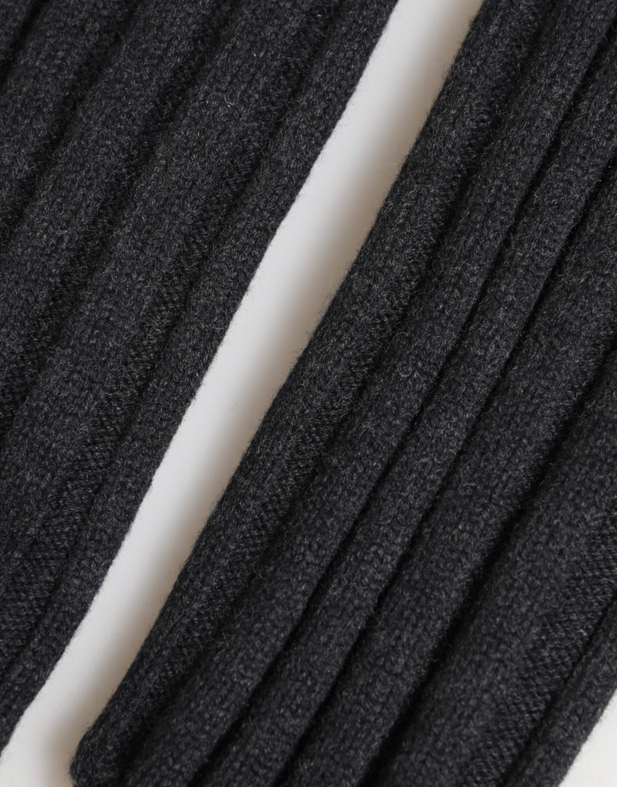 Dark Gray Virgin Wool Knitted Fingerless Gloves