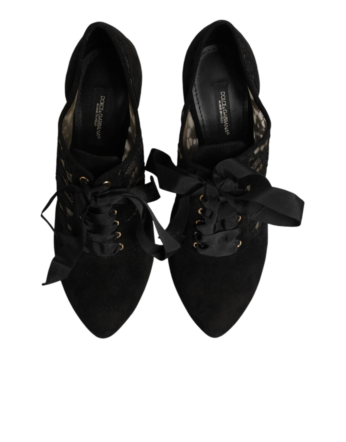 Black Floral High Heels LACE-UPS Pumps Shoes
