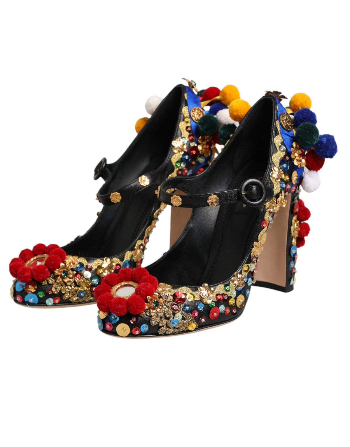 Black Gold Embellished MARY JANES Pumps  Shoes