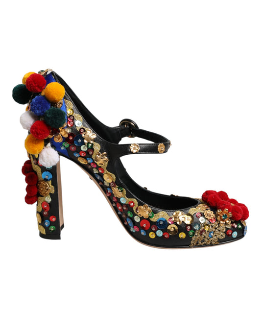 Black Gold Embellished MARY JANES Pumps  Shoes