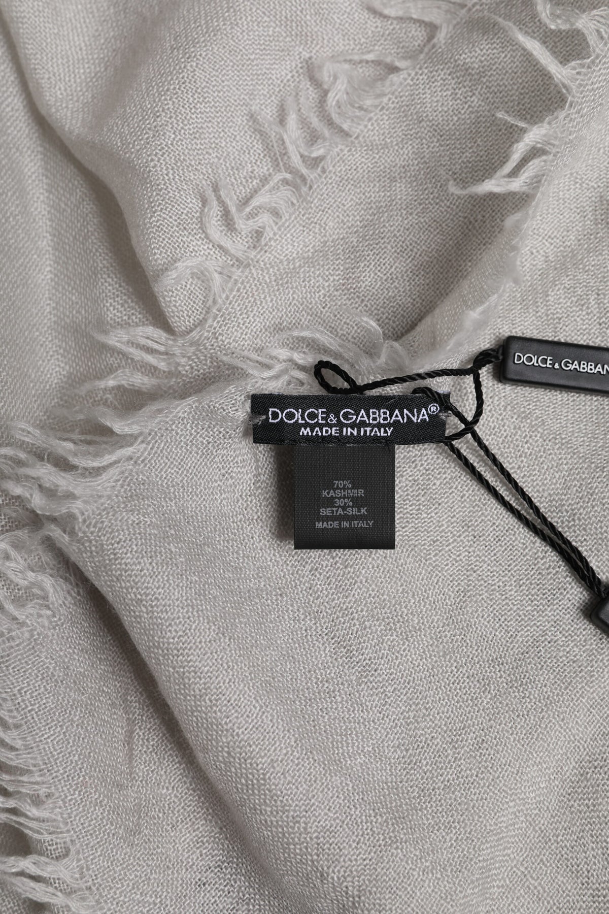 Gray Cashmere Knit Fringes Neck Foulard 67cm x200cm Foulard Scarf