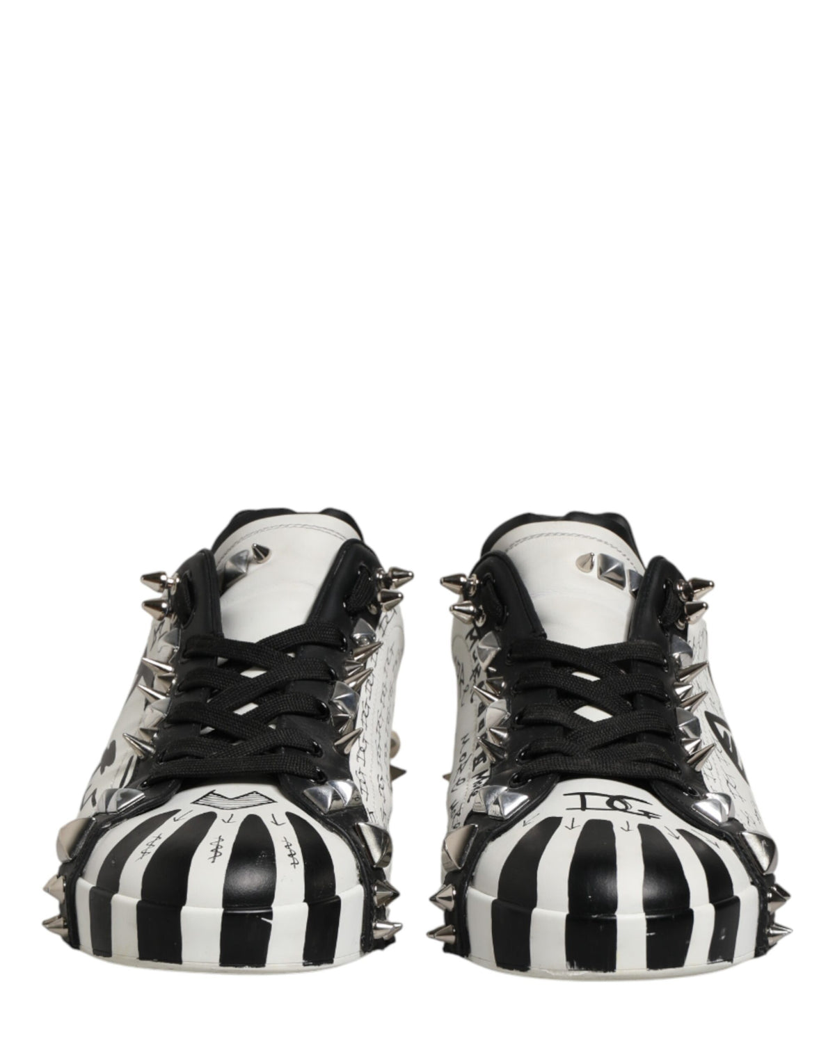 Black White Studded Low Top Sneakers Shoes