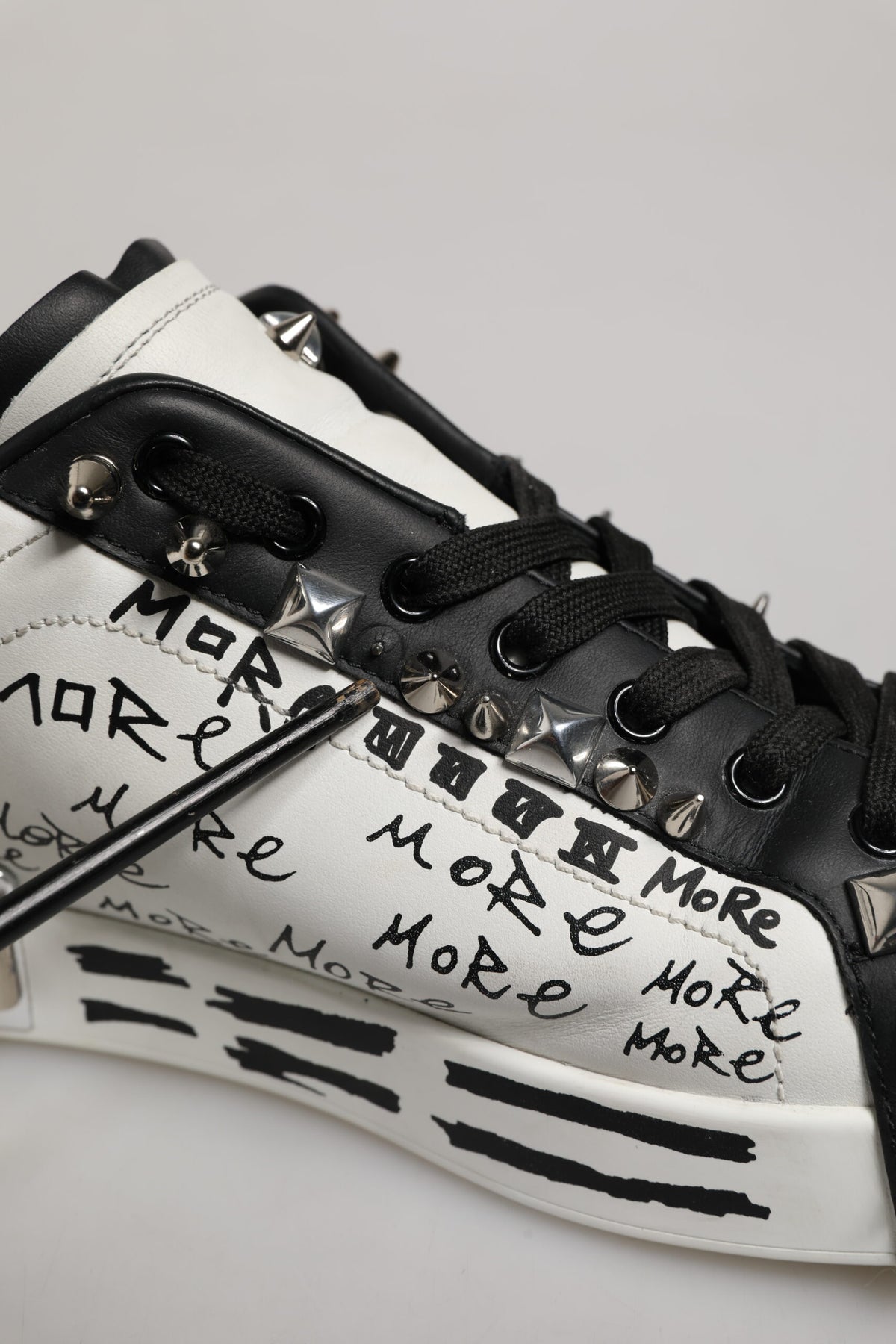 Black White Studded Low Top Sneakers Shoes