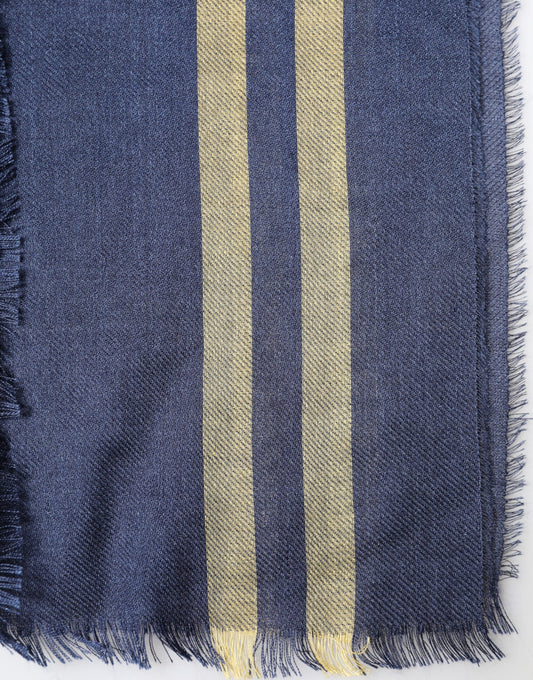 Blue Cashmere Neck Wrap Shawl Fringes Scarf