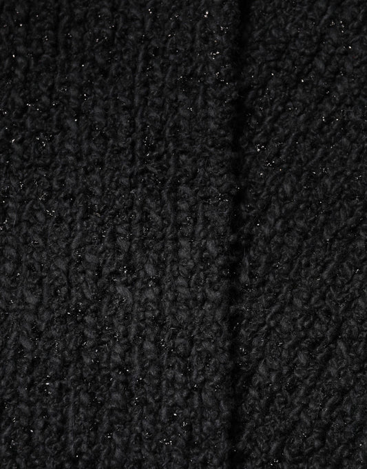 Black Cashmere Knit Shawl Fringes Scarf